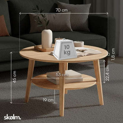 skølm Mjölnir Couchtisch rund – Eiche Massivholz naturgeölt Ø70cm