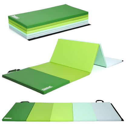 PhysKcal Turnmatte klappbar 5-Panel mit Tragegriffen, Wald – faltbare Gymnastikmatte aus Vinyl mit fünf Paneelen