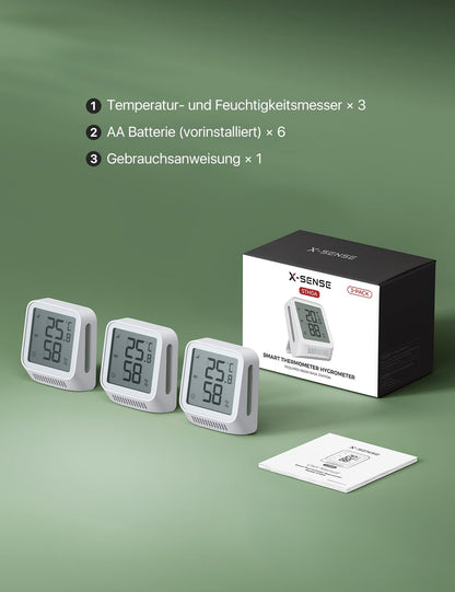 X-Sense WLAN Thermometer Hygrometer innen, 3 Stück, mit App