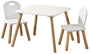 Kesper Kindertisch mit 2 Stühlen, Sitzgruppe weiss, 55 x 55 cm, Beine in Holzoptik