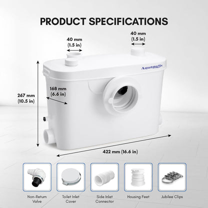 Aquamatix Hebeanlage 400W Sanitäre Abwasserpumpe 3 Einlässe, 6.5m