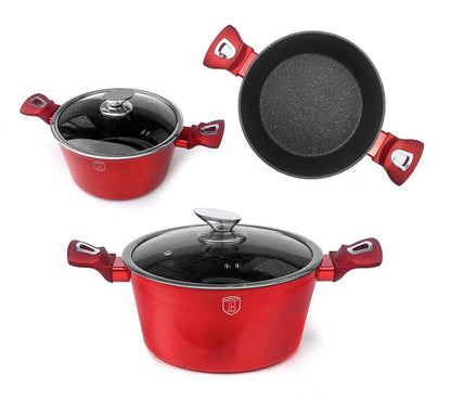 BerlingerHaus Burgundy Kochtopf Set Induktion 10-TLG BH-1222N Metallic Rot