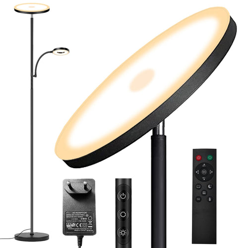 Moderne LED Deckenfluter Stehlampe – dimmbar mit Leselampe