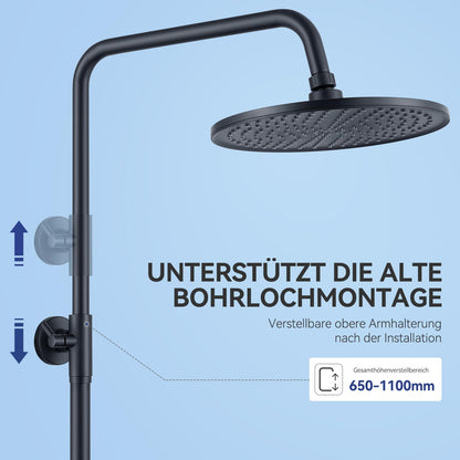 Auralum Regendusche Duschsystem ohne Armatur - Schwarz