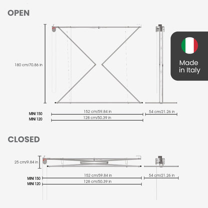 Foxydry Mini Deckenwäscheständer – Vertikal, 152 cm