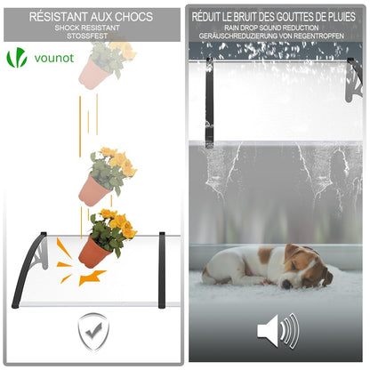 VOUNOT Vordach Haustür Pultvordach 200x80 cm Transparent/Schwarz