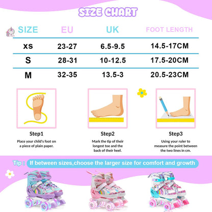 OLYSPM Rollschuhe Kinder verstellbar mit LED-Leuchträdern, Lila