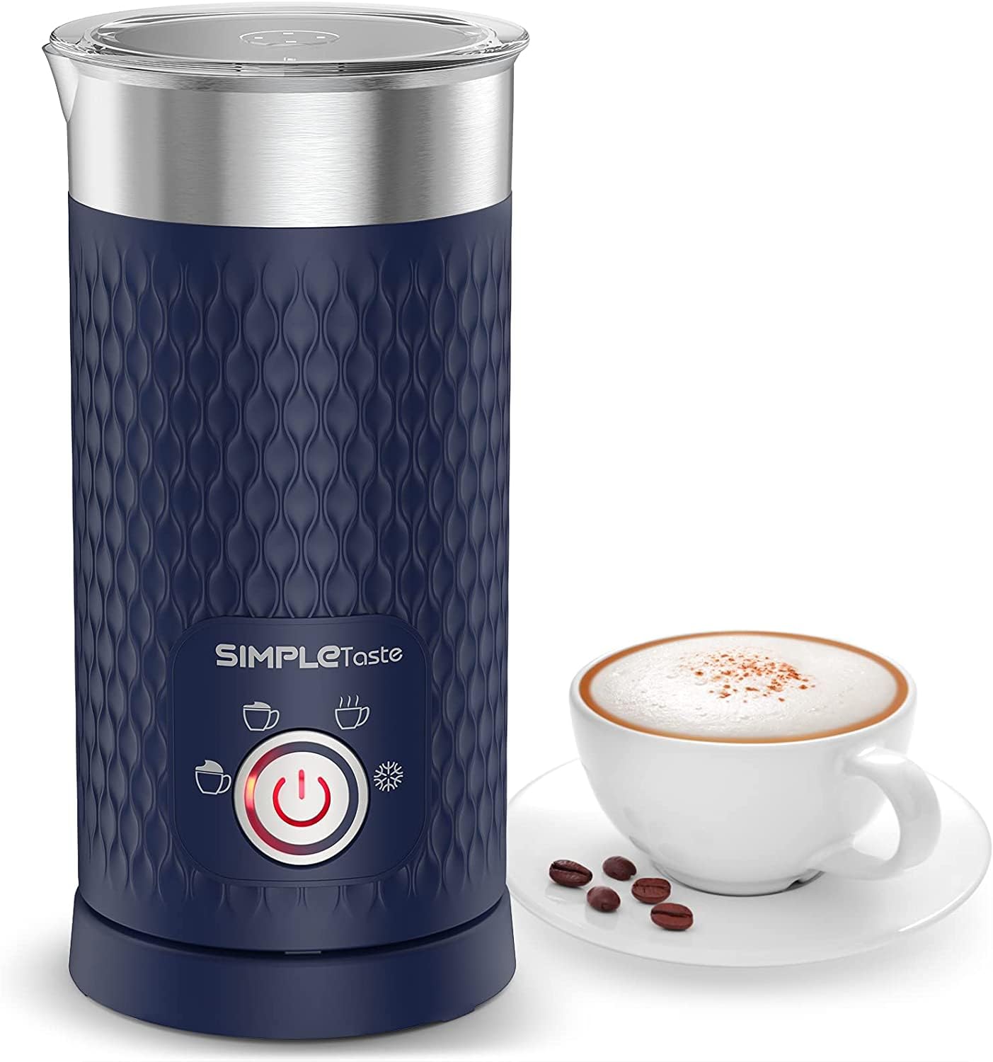 SIMPLETASTE Milchaufschäumer 4-in-1 elektrisch mit Milchwärmer für heissen und kalten Milchschaum