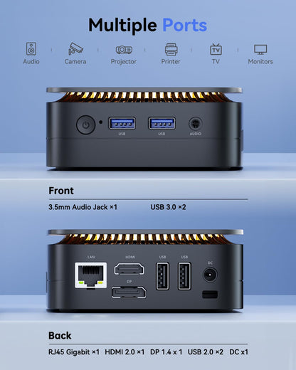 NiPoGi Essenx E1 Mini PC W-11 PRO Ιntel Alder Lake N95(Max. 3.4GHz) 16GB RAM 256GB M.2 SSD,Desktop PC Mini Computer 4K@60HZ UHD Dual Display HDMI+DP 1.4/Dual Bande WiFi/BT4.2/RJ45/VESA
