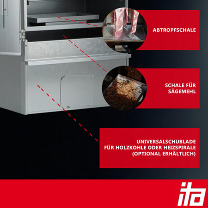 ITA Räucherofen 7000 – Räucherschrank Smoker 3 Etagen Sichtfenster