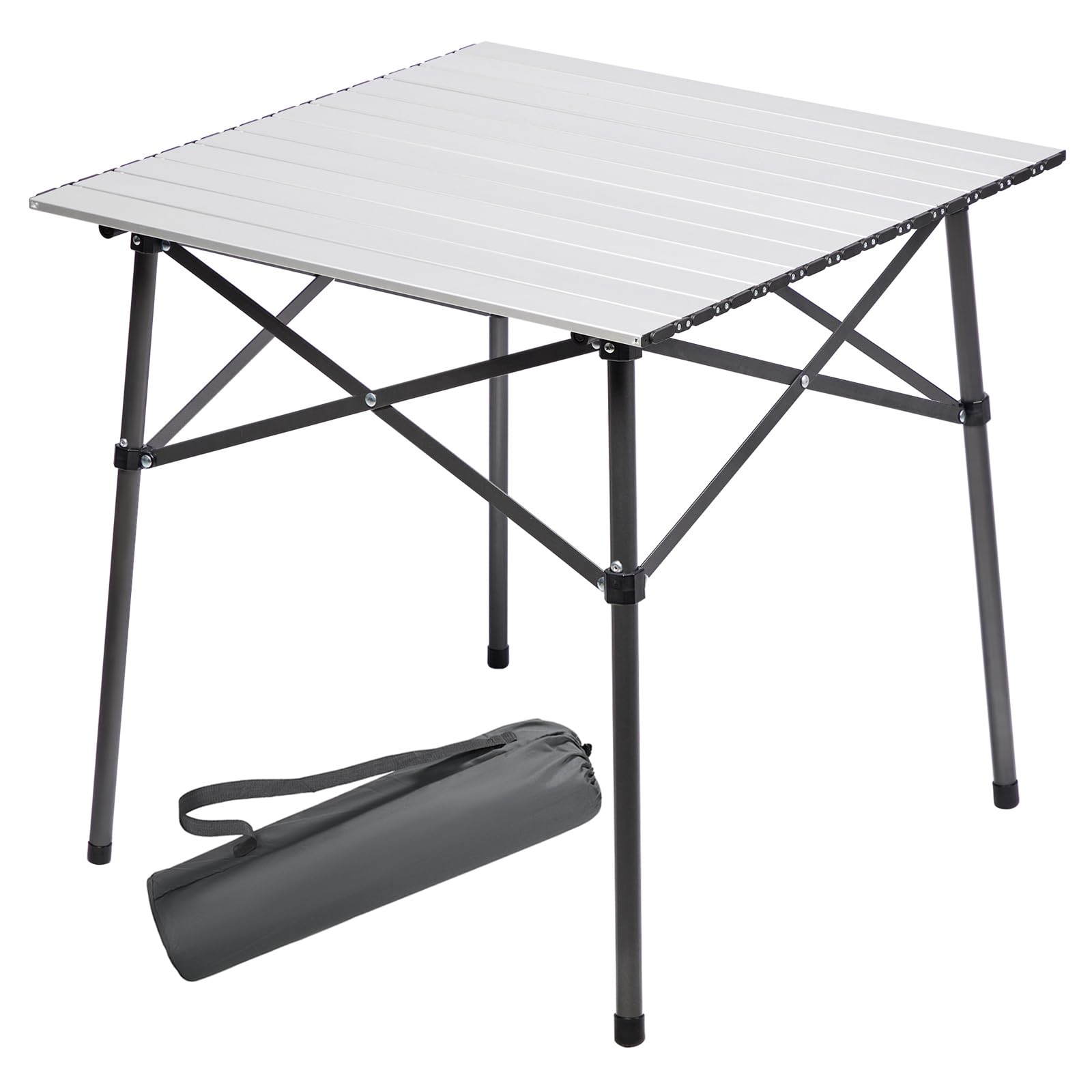 Portal Campingtisch klappbar mit Aluminium-Tischplatte, 70 x 70 cm – quadratische Form, X-förmiges Gestell