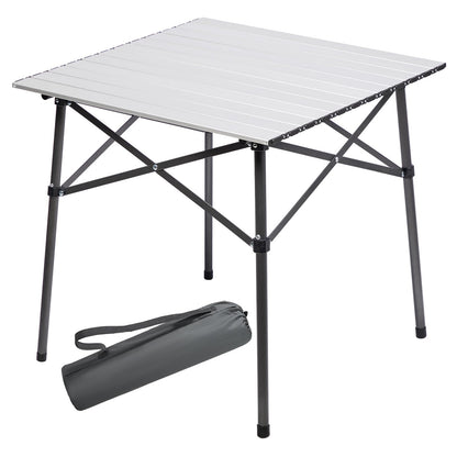 Portal Campingtisch klappbar mit Aluminium-Tischplatte, 70 x 70 cm – quadratische Form, X-förmiges Gestell