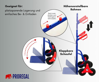 PROREGAL Odin Treppensackkarre 200kg - Blau klappbar