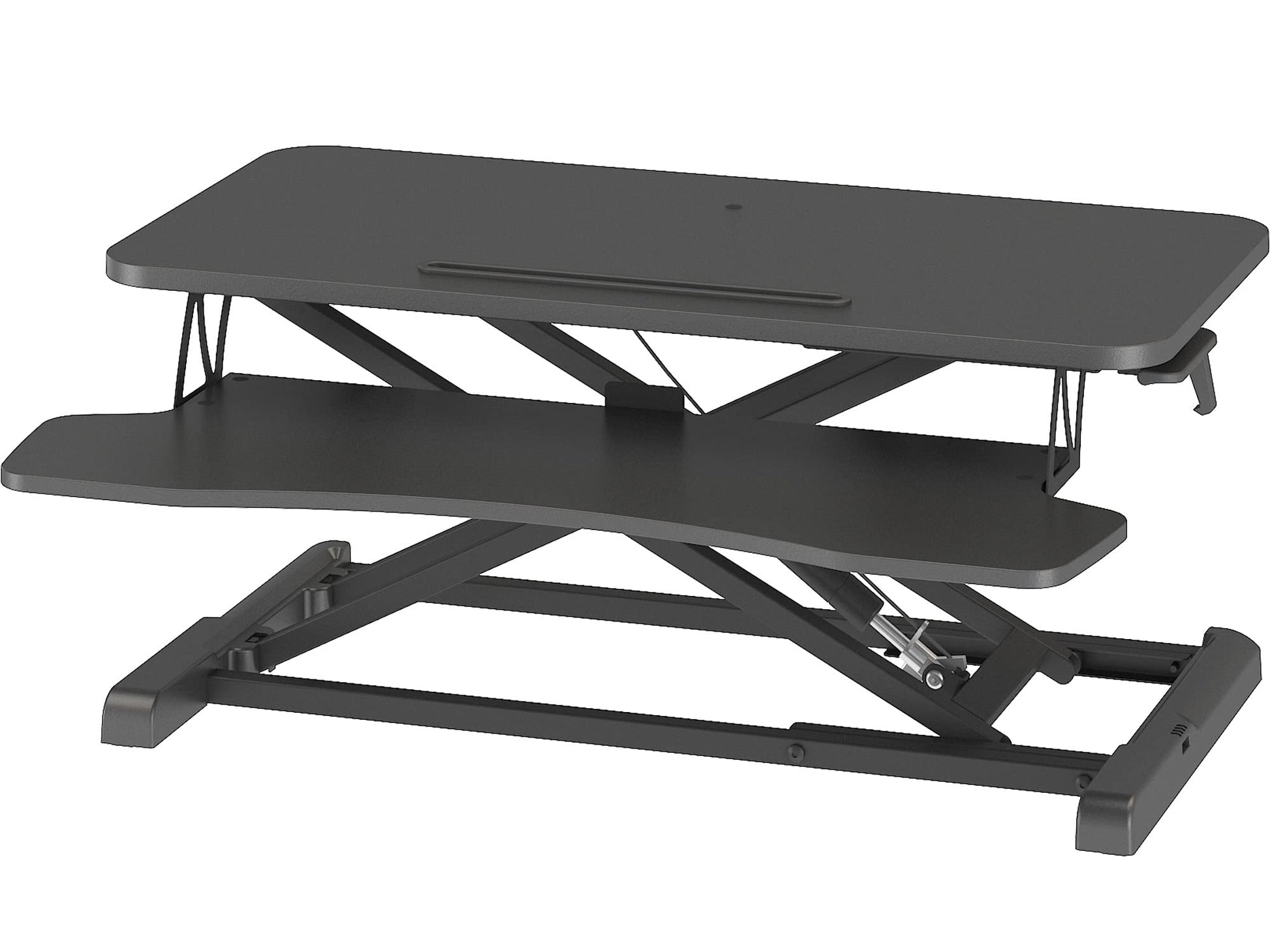 BONTEC Steh-Sitz Schreibtisch MD04 höhenverstellbar 80x40 cm schwarz, zweistufiger Aufsatz mit Tastaturablage