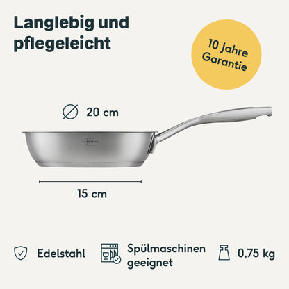 SILBERTHAL Edelstahl Bratpfanne unbeschichtet Induktion ofenfest 20cm