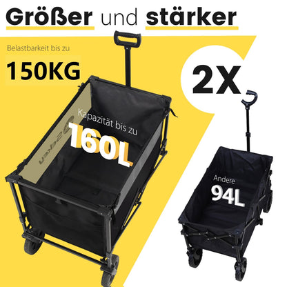 Sekey XXL Bollerwagen Faltbar Geländetauglich – 3011 Schwarz/Grau