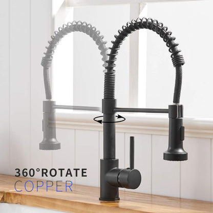 TIMACO Küchenarmatur Niederdruck – Schwarz mit Brause