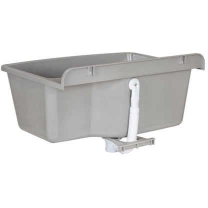 Kunststoff Ausgussbecken 61cm - Grau Granit Wandmontage mit Siphon