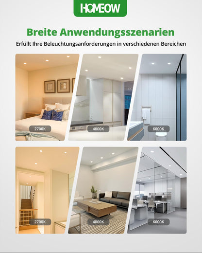 **HOMEOW 20er Set LED Einbaustrahler dimmbar 7W IP44 – wählbar**