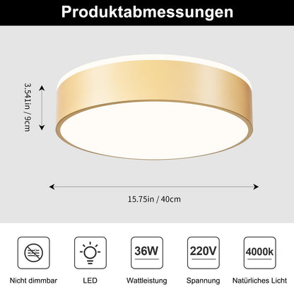 Vikaey moderne LED-Deckenleuchte Gold Metall Ø40cm – 4000K