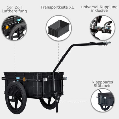 Tiggo Lastenanhänger & Handwagen 2-in-1, 70 Liter Transportbox