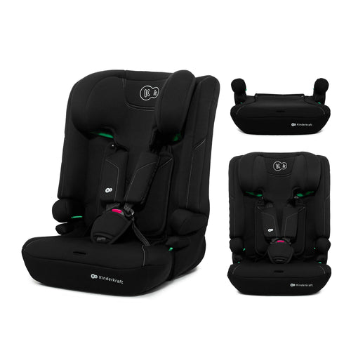 Kinderkraft I-COMFY Kindersitz i-Size 76–150 cm schwarz mit 5-Punkt-Gurt und verstellbarer Kopfstütze