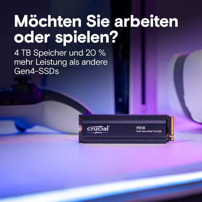 Crucial P310 2TB PCIe Gen4 NVMe M.2 SSD mit Kühlkörper PS5