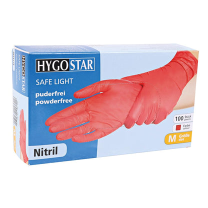 FRANZ MENSCH 1000x Hygostar Safe Light Nitrilhandschuhe - M Rot
