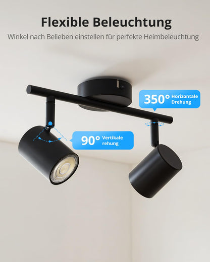 Gr4tec Deckenstrahler LED 2-flammig, schwenkbar, GU10, schwarz