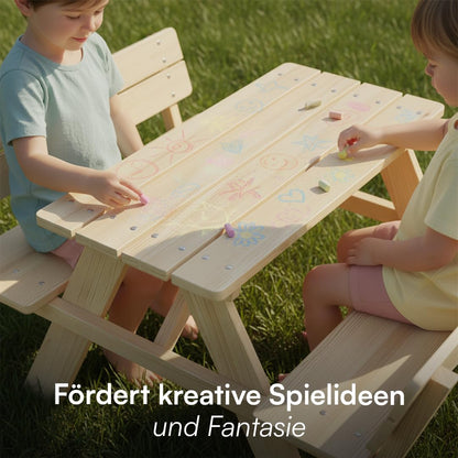 Bellabino Inny Kindersitzgruppe aus Kiefernholz mit 2 Bänken