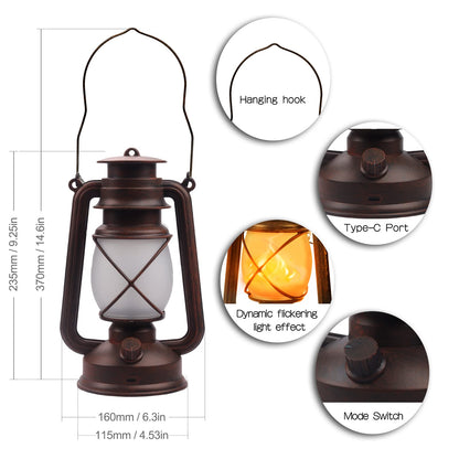 Hzitcigm LED Laterne Vintage 2er-Set, USB aufladbar, mit Fernbedienung