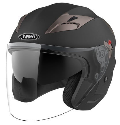 YEMA YM-627 Jethelm Motorradhelm ECE - Schwarz Matt, Grösse S