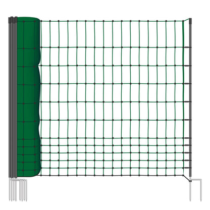 VOSS.farming Geflügelnetz Classic 50 m, 112 cm, Weidezaun ohne Strom, kieferngrün, mit Doppelspitz-Pfählen