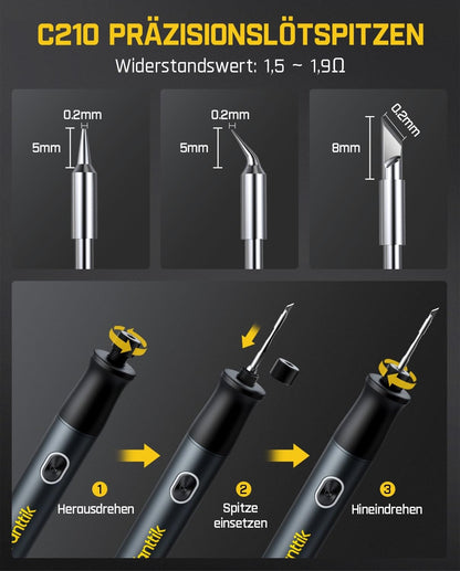 Fanttik T1 Max Präzisions Lötkolben Set - C210 Spitzen