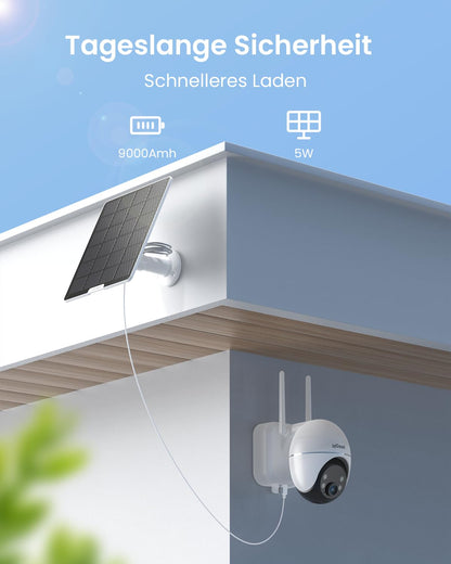 ieGeek S7 Überwachungskamera Aussen 2K 360° PTZ mit Solarpanel