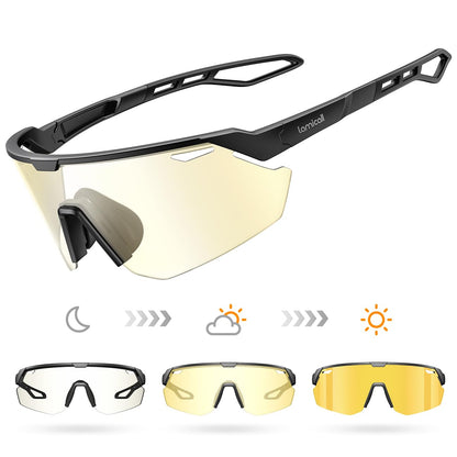 Lamicall Fahrradbrille selbsttönend UV400, ultraleichte Sportbrille