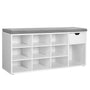 VASAGLE Schuhbank LHS24WT, Schuhregal mit Schublade, weiss-grau, gepolsterter Sitz