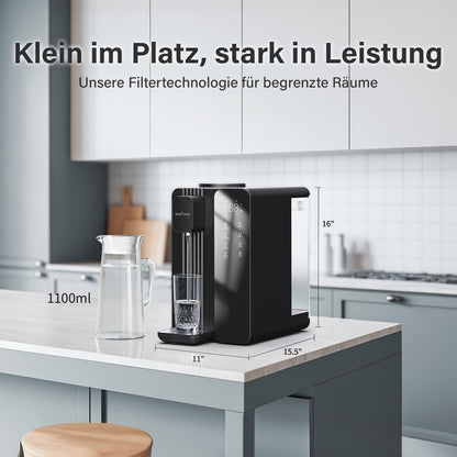 Ecoviva UV Auftisch Umkehrosmose Wasserfilter Heisswasserspender - Schwarz