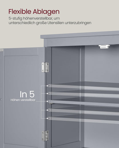 VASAGLE Badezimmerschrank mit 2 Türen und 2 Schubladen, Taubengrau