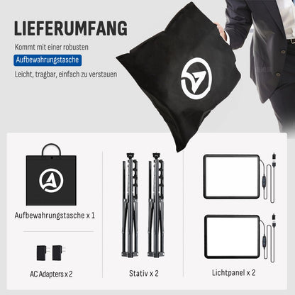 StudioLine LED Video Licht Set – Dimmbar 2er Pack 2800-6500K