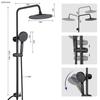 Auralum Regendusche Duschsystem ohne Armatur - Schwarz