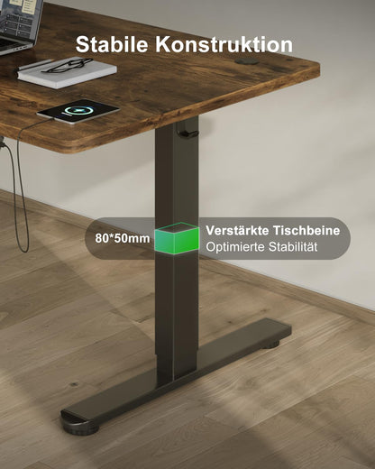 Devoko Steh-Sitz-Schreibtisch Elektrisch 160x80cm Vintage-Braun