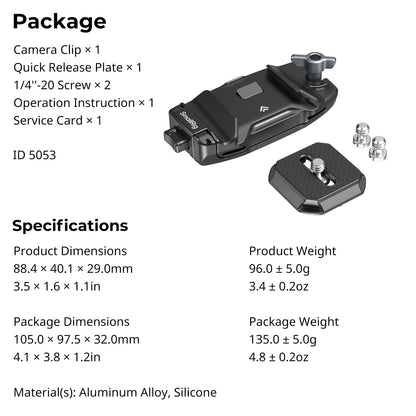 SMALLRIG Kameraclip Rucksackgurt Schnellwechsel Arca-Swiss 5053