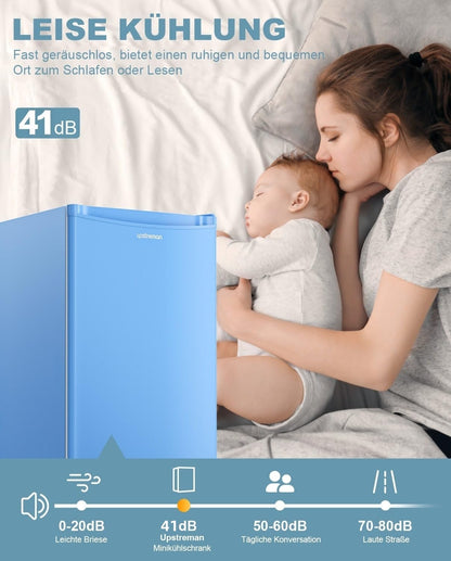 Upstreman 91L Mini-Kühlschrank mit Gefrierfach – Blau BR321