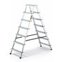 DRABEST Alu Trittleiter beidseitiger Klapptritt - 2x7 Stufen. Silberfarben. Für sicheres Erreichen höherer Arbeitsbereiche.