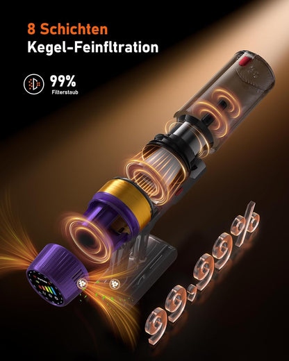 TVTAU T10 Pro Akku-Staubsauger kabellos, 55000 Pa, beutellos, Violett