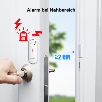TECKNET Türalarm Fensteralarm Set, kabellose Alarmanlage, 9-teilig