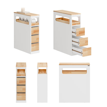 SoBuy Badezimmerschrank BZR54-III-WN, schmal, 3 Schubladen, weiss