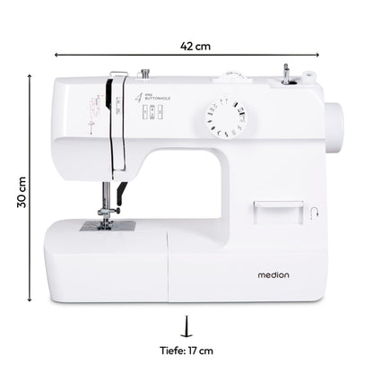 MEDION SM70 Nähmaschine - MD11179, 12 Stichmuster, Weiss