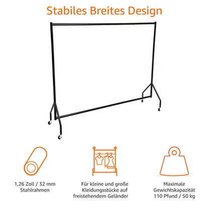 Amazon Basics Kleiderständer GAR-6FT, 1,82 x 1,52 m, Schwarz